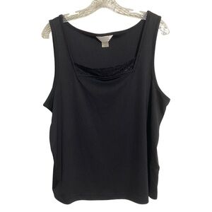 CJ Banks Christopher & Banks Size 1X Sleeveless Tank Top Black Sequins Lace Goth